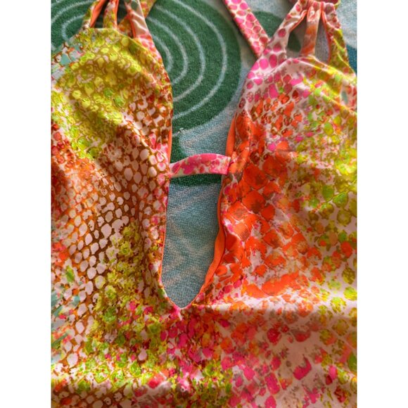 Becca Multicolor Snake Print One-Piece Swimsuit Strappy Back Size S/P - Picture 4 of 8